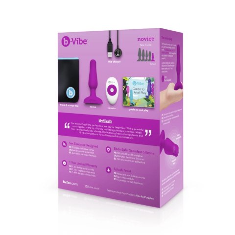 B-Vibe Novice Plug Fuchsia - Bezprzewodowy model silikonowy, 10 cm
