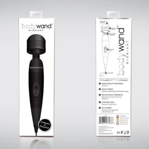 Bodywand Midnight Plug-In Black - sieciowy masażer z regulacją mocy 25 cm