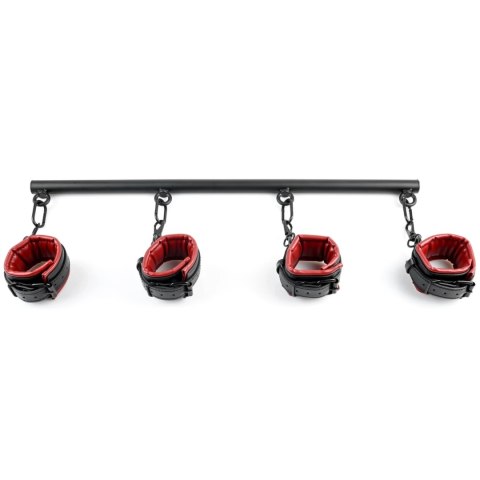 Sportsheets Saffron Spreader Bar & Cuff Set - drążek z kajdankami, czerwono-czarny, regulacja