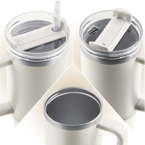 Termos próżniowy kubek z zestawem słomek 1180 ml Berdsen kremowy