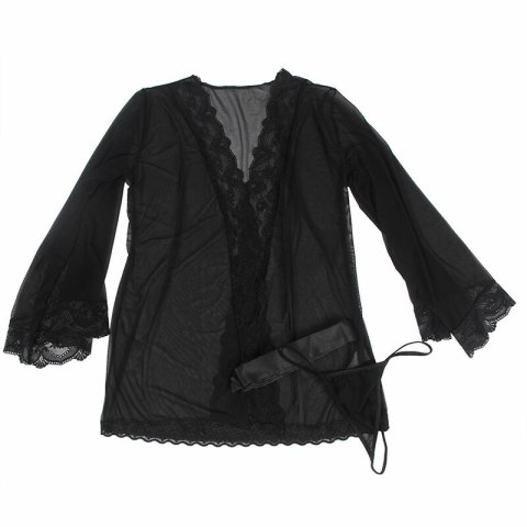 Subblime Babydoll L/XL czarny transparentny z koronką + stringi