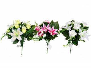 Bukiet sztuczny lilia i róża 40cm BKW8372