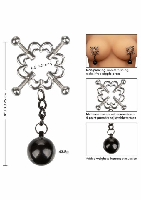 CalExotics 4-Point Weighted Nipple Press - regulowany system z obciążeniem