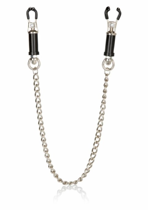 CalExotics Superior Nipple Clamps regulowane z łańcuszkiem, srebrne
