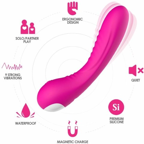 ARMONY Legenda Wibrator Silikonowy Fuksja 9 Trybow USB 180mm