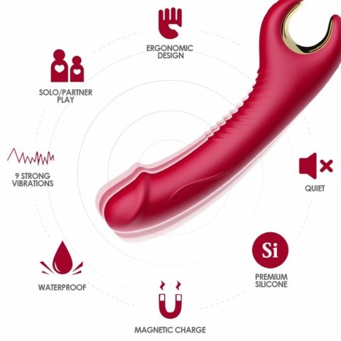 ARMONY Prince Dildo Rotator Czerwony - Wibrator z Funkcją Rotacji USB