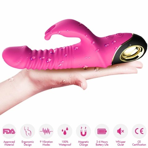 ARMONY ZING Dildo Krolik Fuksja - Wibrator silikonowy 9 trybow, USB
