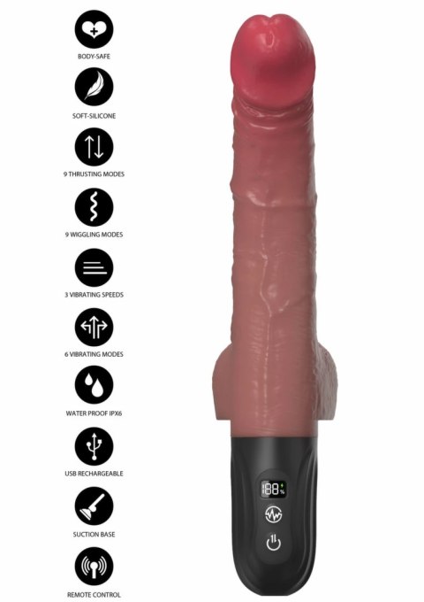 Realistic Thrusting and Wiggling Vibrator silikonowy z pilotem LED 8713221842466