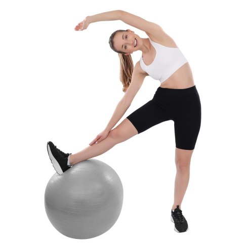 PIŁKA GIMNASTYCZNA DO ĆWICZEŃ FITNESS 55CM ANTIBURST SZARA