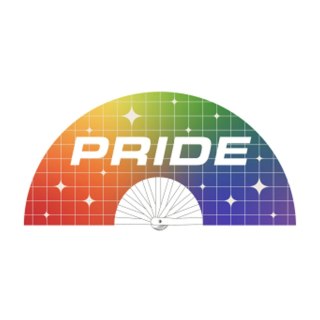 Pride Fan 64 cm - wachlarz dekoracyjny z napisem PRIDE, lekki