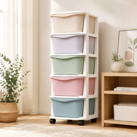 Plastikowy regał na kółkach szafka szuflady szafa 97 x 38 x 37 cm PO10