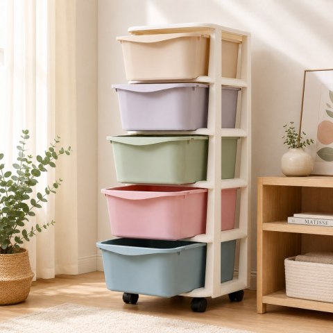 Plastikowy regał na kółkach szafka szuflady szafa 97 x 38 x 37 cm PO10