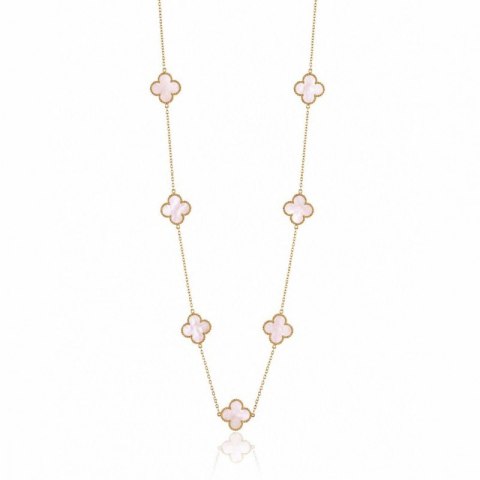 Naszyjnik stal pozłacana 14k, róż opalizujące KONICZYNY 13mm NST2388