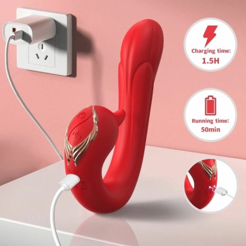 ARMONY Delfin Wielopozycyjny Wibrator z Efektem Ciepła Czerwony 204mm