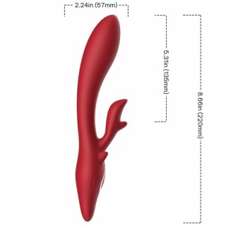 ARMONY LOSI Zakrzywiony wibrator kroliczek czerwony silikonowy 220mm