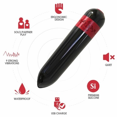 ARMONY Rocket Bullet Czarny - Wibrujący mini masażer wodoodporny USB