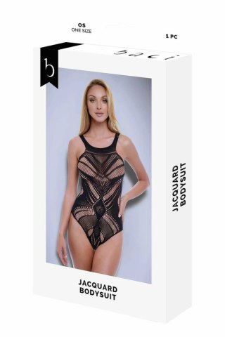 BACI Jacquard Bodysuit Black OS - koronkowe body z wycięciami