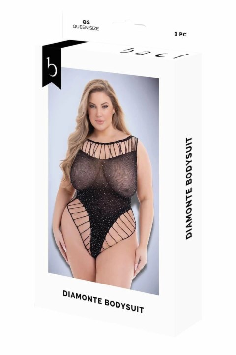 Baci Diamonte Bodysuit Black QS - eleganckie body z połyskiem, czarne