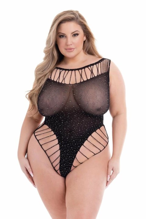 Baci Diamonte Bodysuit Black QS - eleganckie body z połyskiem, czarne