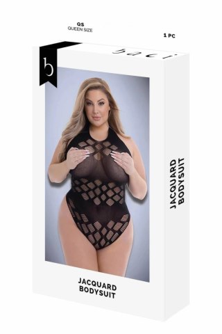 Baci Jacquard Bodysuit Black QS - elegancki czarny body z wzorem