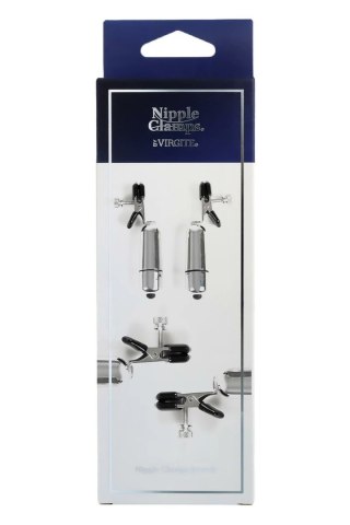 Virgite Nipple Clamps with Bullet - zaciski z wibracją, srebrne