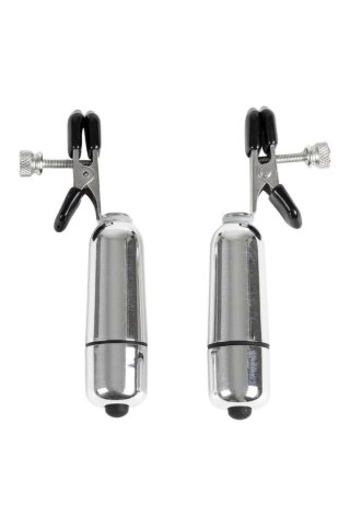 Virgite Nipple Clamps with Bullet - zaciski z wibracją, srebrne