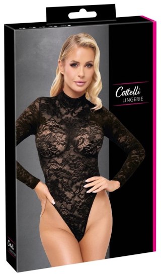 Cottelli LINGERIE Lace Body czarny 2XL z długim rękawem i koronką