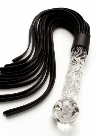 TOYJOY Crystal Leather Whip - szklany uchwyt i skorzane rzemienie 66 cm