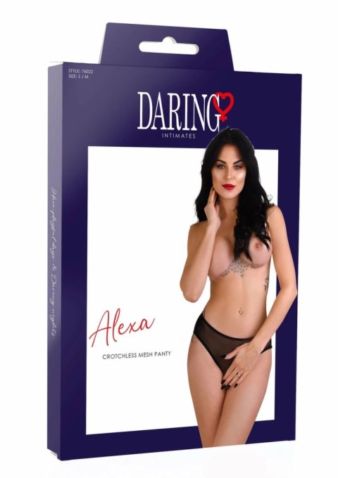 Alexa majtki z siateczki bezszwowe z otwartym krokiem S/M L/XL czarne