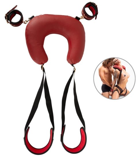 Bad Kitty Neck-Cushion-Thigh - zestaw pasow z poduszką na szyję, czerwono-czarny