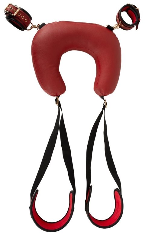 Bad Kitty Neck-Cushion-Thigh - zestaw pasow z poduszką na szyję, czerwono-czarny