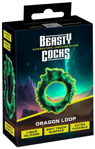 Beasty Cocks Dragon Loop silikonowy pierścień z motywem smoka 8 cm