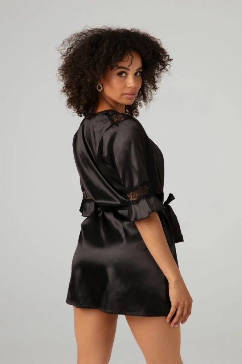 Christine le Duc Kimono Sensuality satynowe z koronką czarne S/M