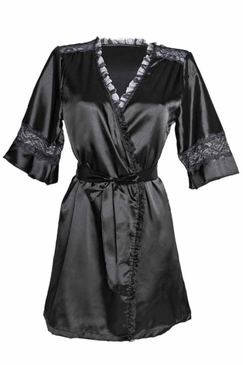 Christine le Duc Kimono Sensuality satynowe z koronką czarne S/M