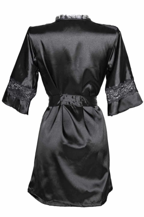 Christine le Duc Kimono Sensuality satynowe z koronką czarne S/M