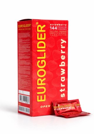 Euroglider Strawberry 144 szt. - prezerwatywy truskawkowe, 53 mm, lateks