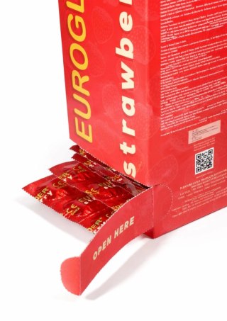 Euroglider Strawberry 144 szt. - prezerwatywy truskawkowe, 53 mm, lateks