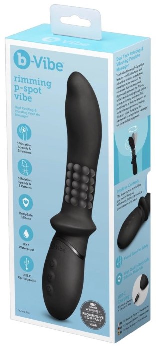 B-Vibe Rimming P-Spot Vibe - wibrujący masażer z rotacją, czarny