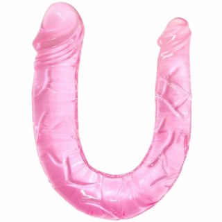 BAILE Double Dong rożowy 30,5 cm - elastyczny model TPR, podwojna końcowka