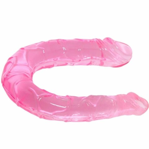 BAILE Double Dong rożowy 30,5 cm - elastyczny model TPR, podwojna końcowka