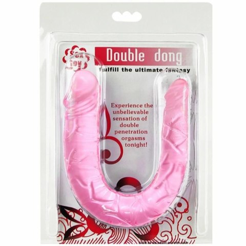BAILE Double Dong rożowy 30,5 cm - elastyczny model TPR, podwojna końcowka
