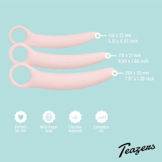 Teazers Dilator Set 3 sztuki silikonowy rożowy - stopniowany rozmiar