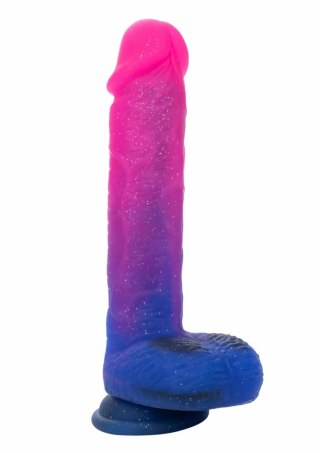 CalExotics Ombre Hombre XL - silikonowa maszyna intymna z wibracjami, brokatowa, fioletowa