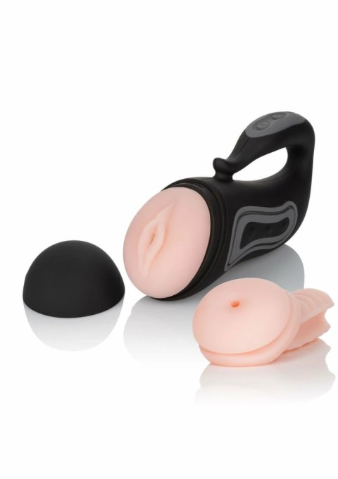 CalExotics Optimum Power Rechargeable Grip-N-Stroke - maszyna intymna z 2 wymiennymi wkładkami PureSkin