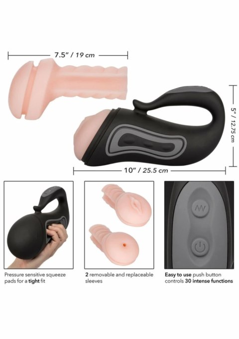 CalExotics Optimum Power Rechargeable Grip-N-Stroke - maszyna intymna z 2 wymiennymi wkładkami PureSkin