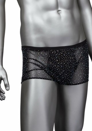 CalExotics Radiance Boxer Briefs czarne siateczkowe bokserki z kryształkami