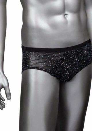 CalExotics Radiance Classic Briefs męskie siateczkowe z kryształkami, czarne