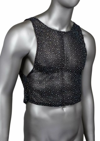 CalExotics Radiance Muscle Tank Top siateczkowy z kryształkami, czarny,
