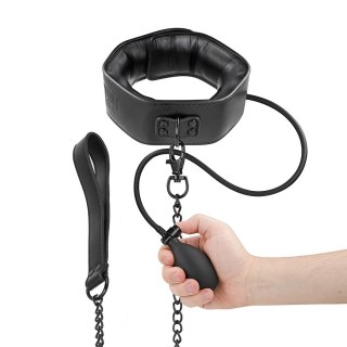 Fetish Submissive Bondage Nadmuchiwana obroża z łańcuchem, regulowana