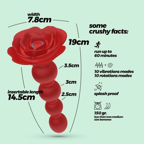 Crushious Rosaline Red - Model rotacyjny z pilotem, silikonowy 19 cm